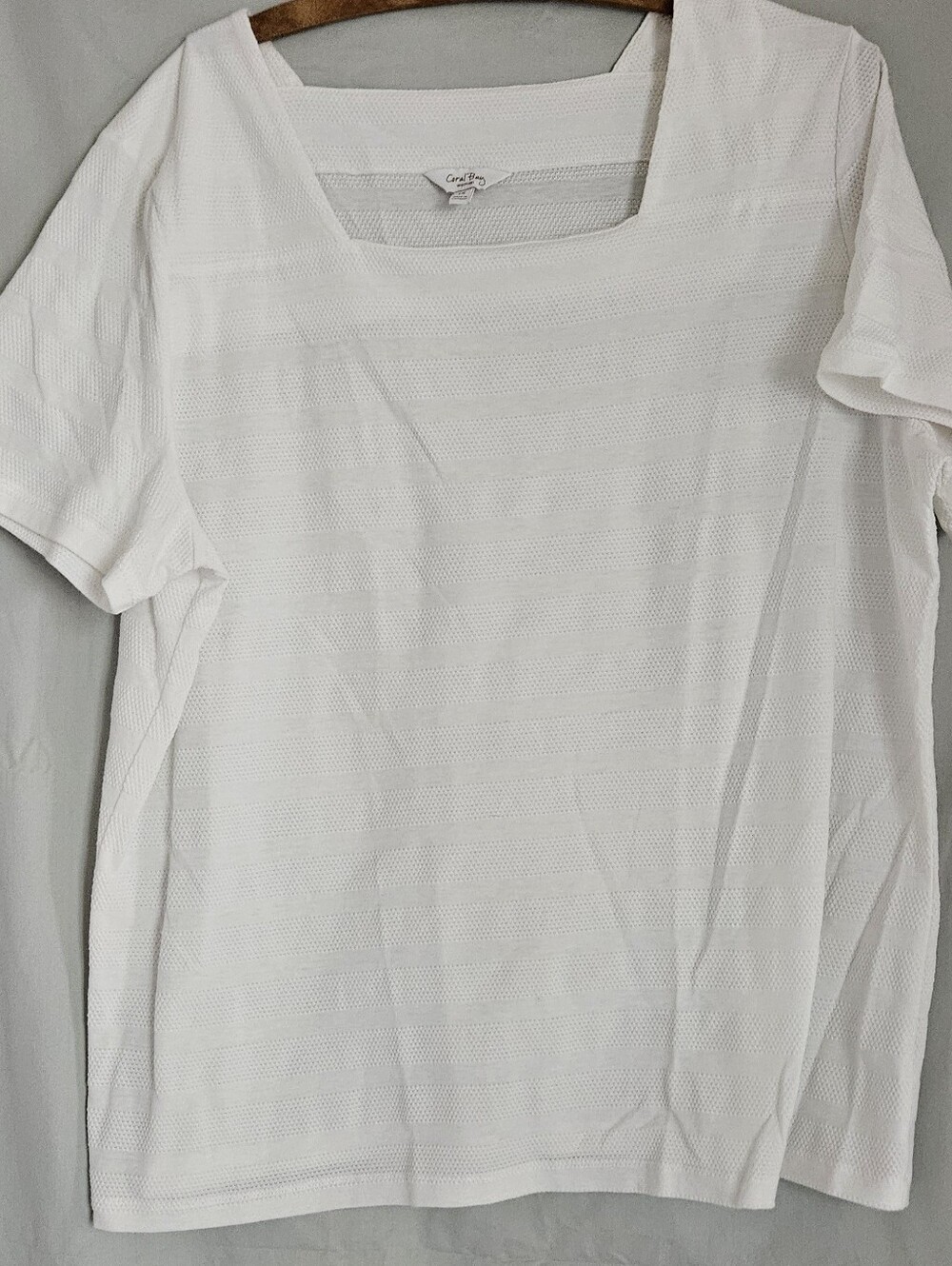 Coral Bay White Short Sleeve Square Neck Top